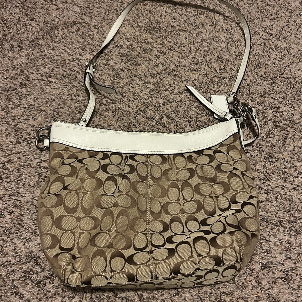 Coach Brown and Cream Monogram Shoulder Bag